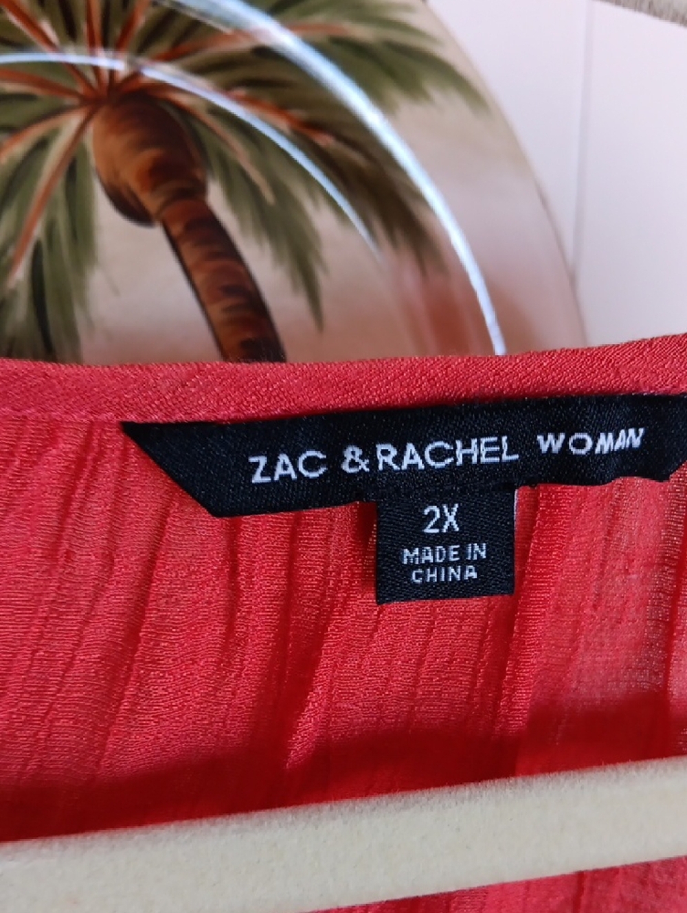 Zac & Rachel Coral Crochet-Trim Peasant Top 2x - Picture 2 of 5